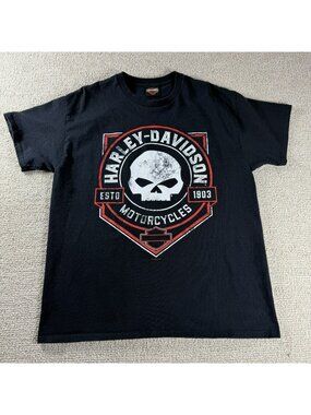 Harley Davidson Motorcycles Oconomowoc WI Skull T-Shirt Black Men’s Size 66